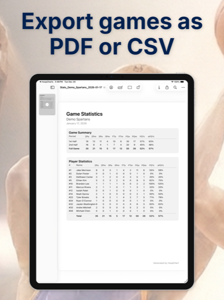 Export games as PDF or CSV